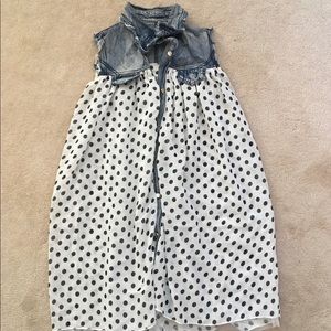 Polka Dot Lace Denim Dress